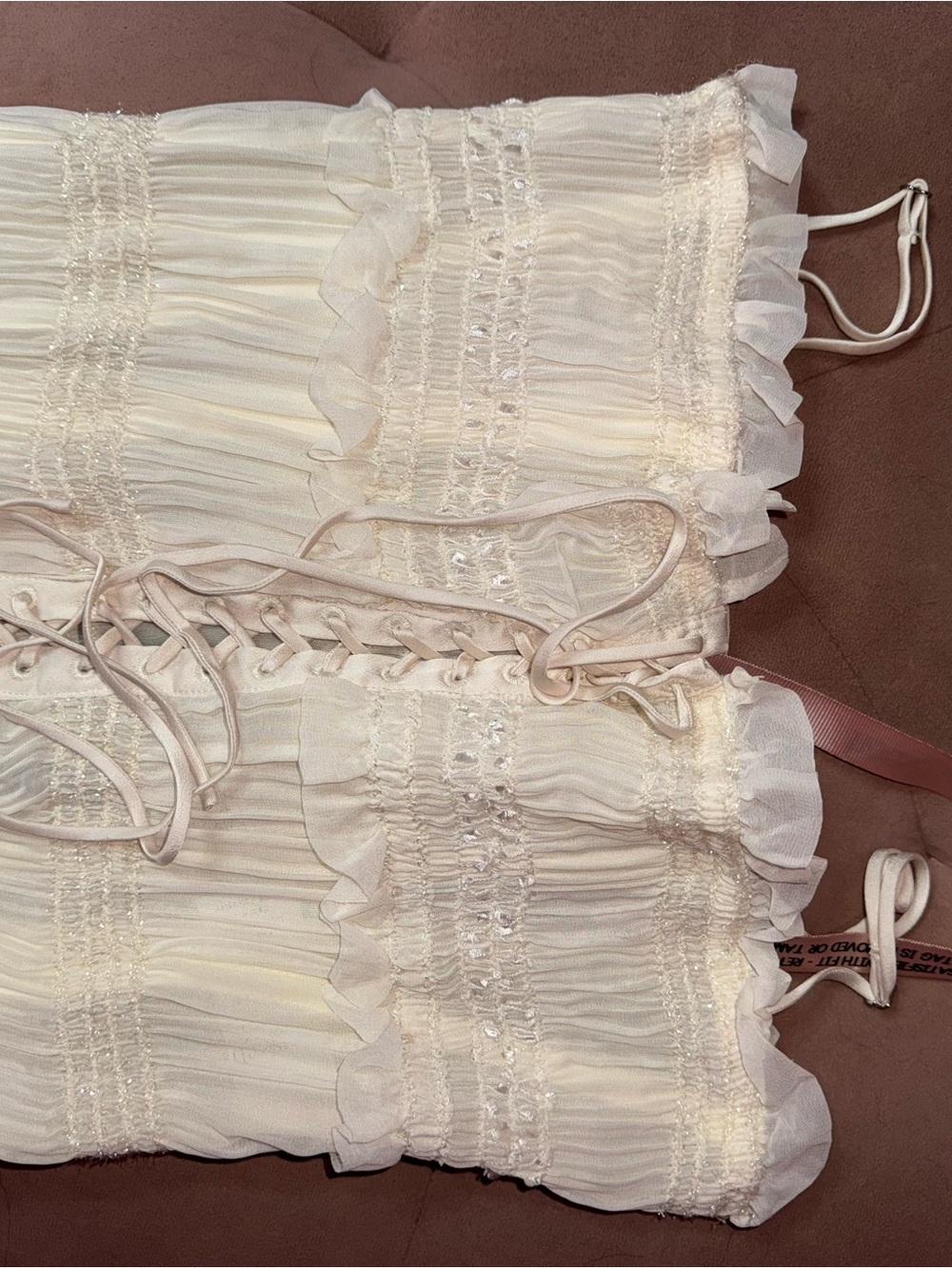 House of CB Ivory Ruffled Lace-Up Bustier